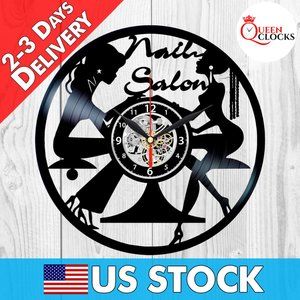 Nail Salon Clock Vinyl Record Beauty Salon Wall Ar